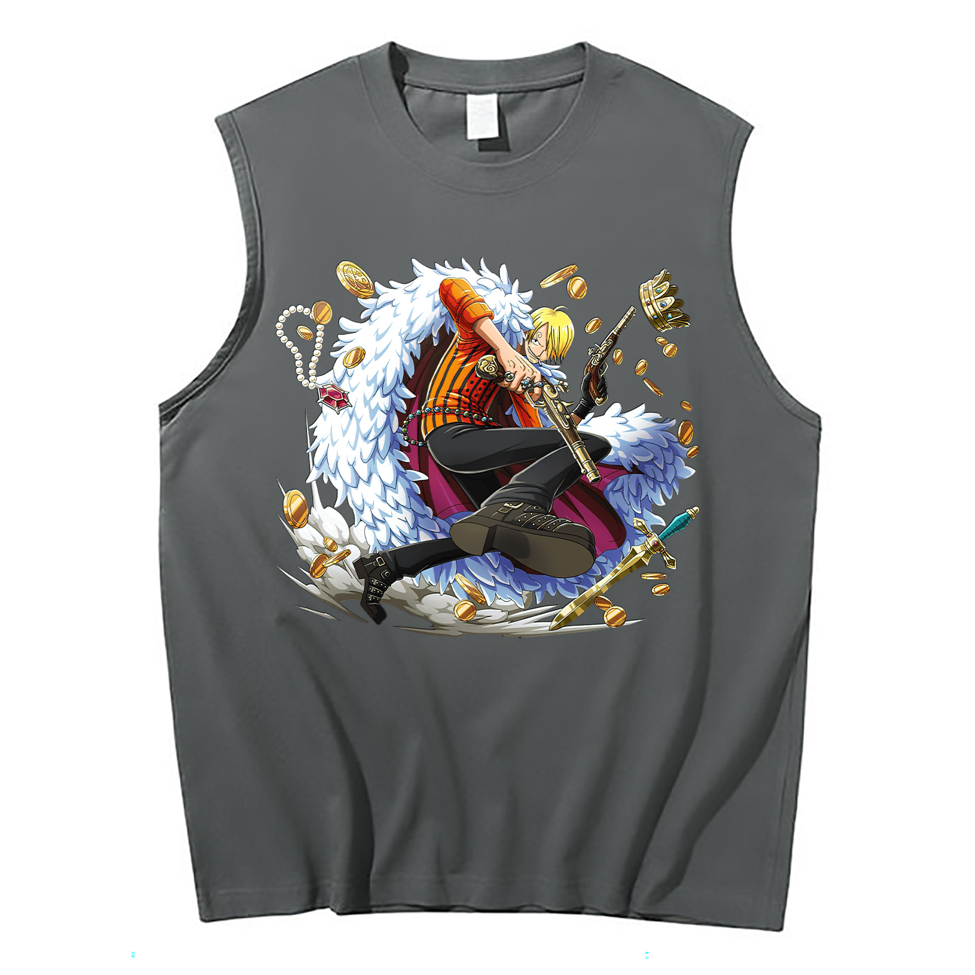 （画像用） ワンピース サンジ ONE PIECE Sanji コットン100％タンクトップ（フロントプリント）